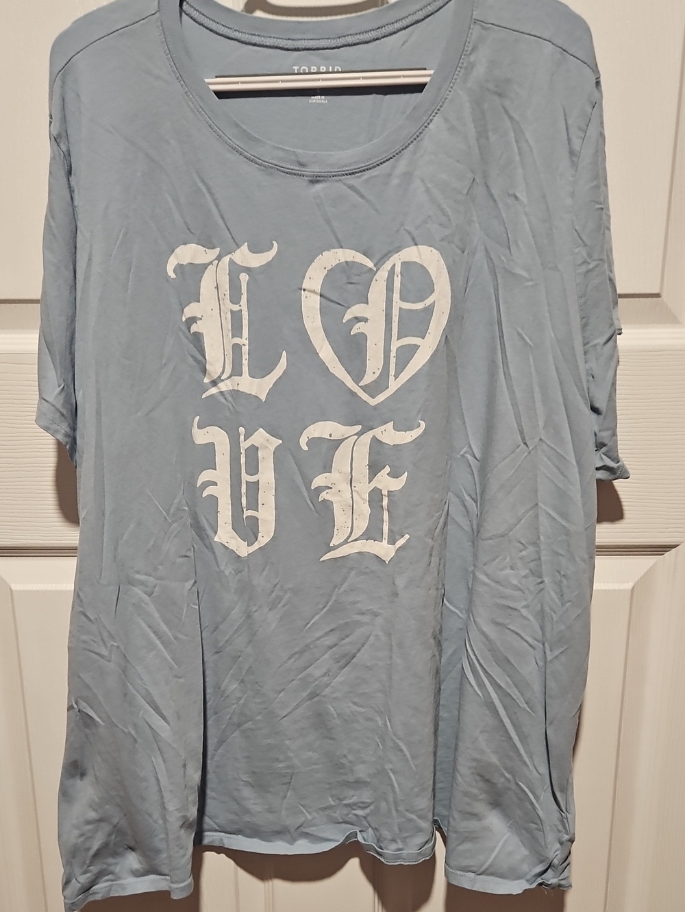 torrid Light Blue Graphic LOVE Short Sleeve Tee